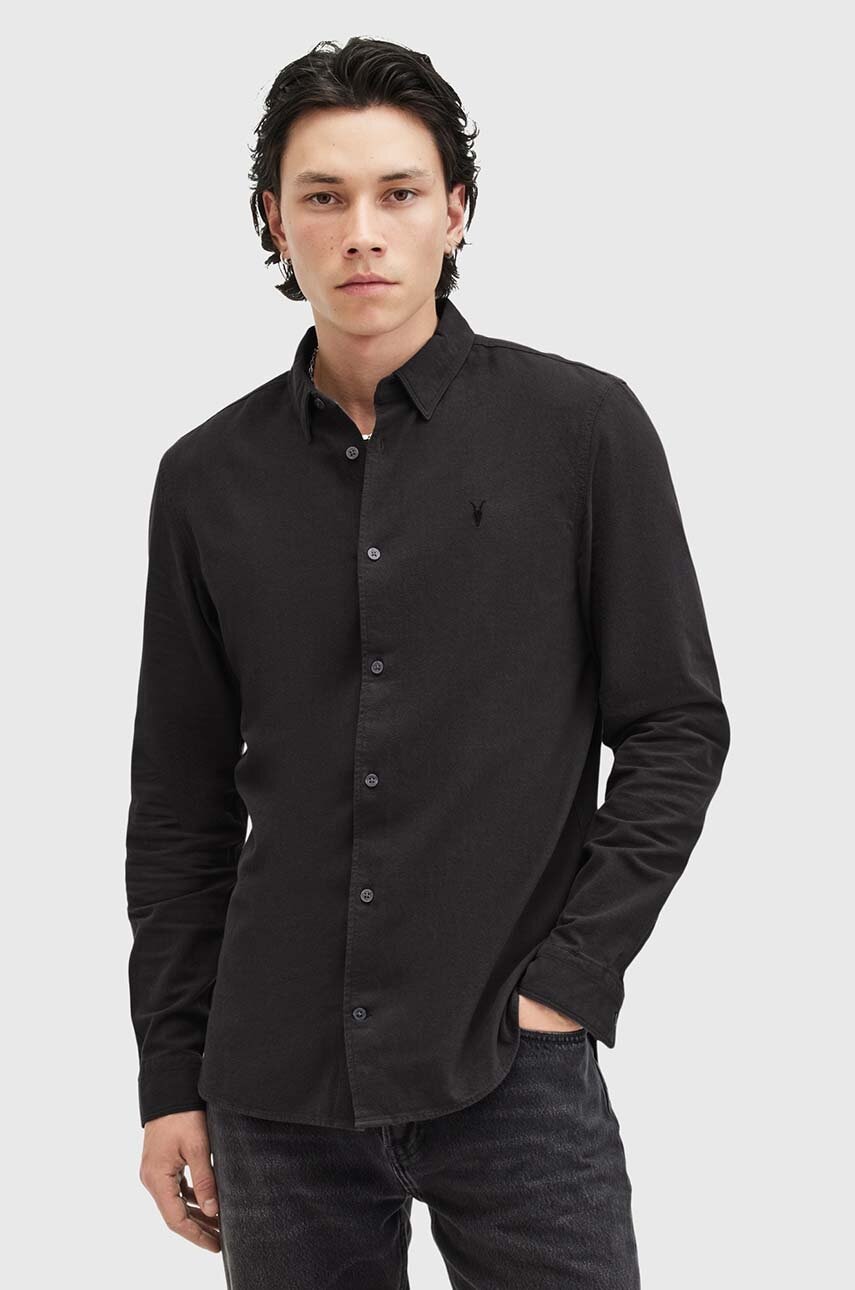 AllSaints camasa din bumbac LOVELL LS SHIRT barbati, culoarea negru, cu guler clasic, slim, M152SB