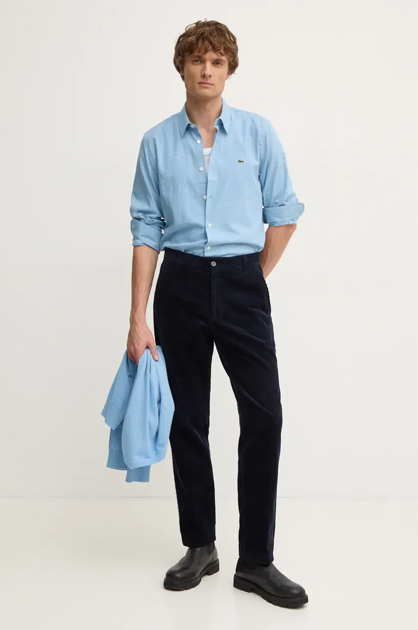 Хлопковая рубашка Lacoste мужская slim классический воротник CH2573 Хлопковая рубашка Lacoste мужская slim классический воротник CH2573