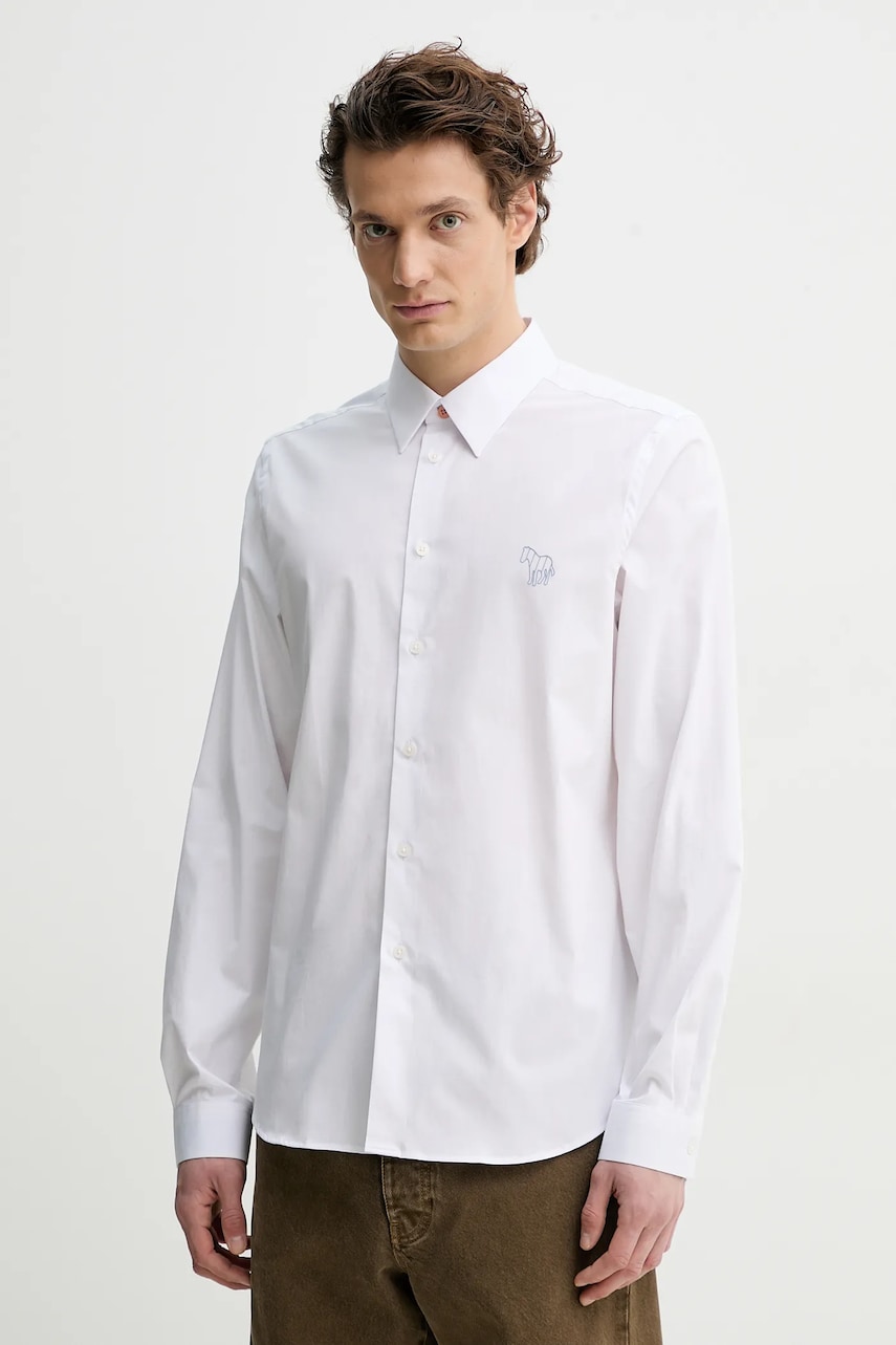 PS Paul Smith camasa barbati, culoarea alb, cu guler clasic, regular, M2R.610PE.P22263 PS Paul Smith camasa barbati, culoarea alb, cu guler clasic, regular, M2R.610PE.P22263