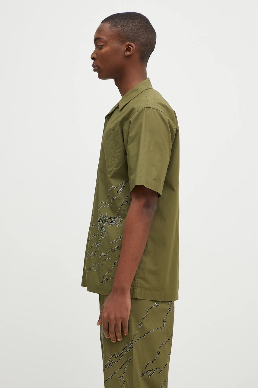 Хлопковая рубашка Maharishi Dpm: Sparse Bonsai Camo Shirt мужская цвет зелёный regular 5336.OLIVE Хлопковая рубашка Maharishi Dpm: Sparse Bonsai Camo Shirt мужская цвет зелёный regular 5336.OLIVE