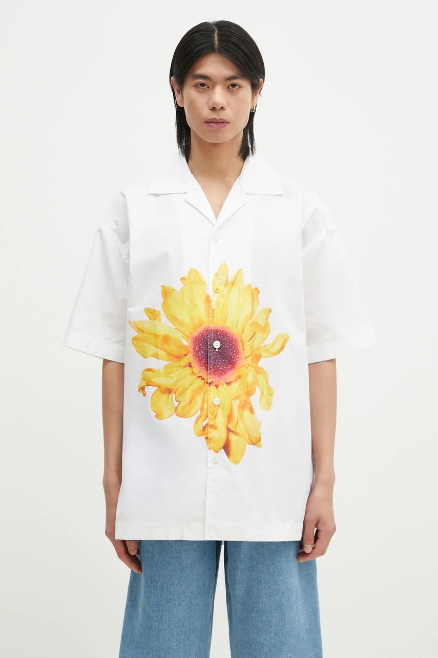 JW Anderson cămașă din bumbac Short Sleeve Shirt bărbați, culoarea alb, relaxed, SH0335.PG1667.001