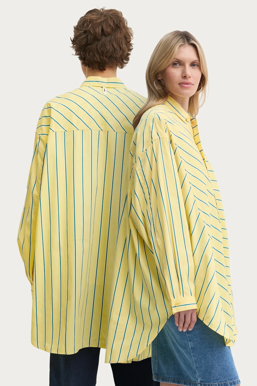 Sunnei camasa din bumbac culoarea galben, cu guler clasic, relaxed, RTWXSHR012 Sunnei camasa din bumbac culoarea galben, cu guler clasic, relaxed, RTWXSHR012