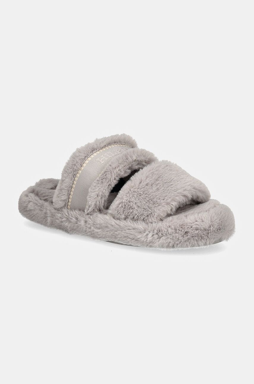 Levně Pantofle Tommy Hilfiger HILFIGER FUR BASICS SLIPPER šedá barva, FW0FW08343