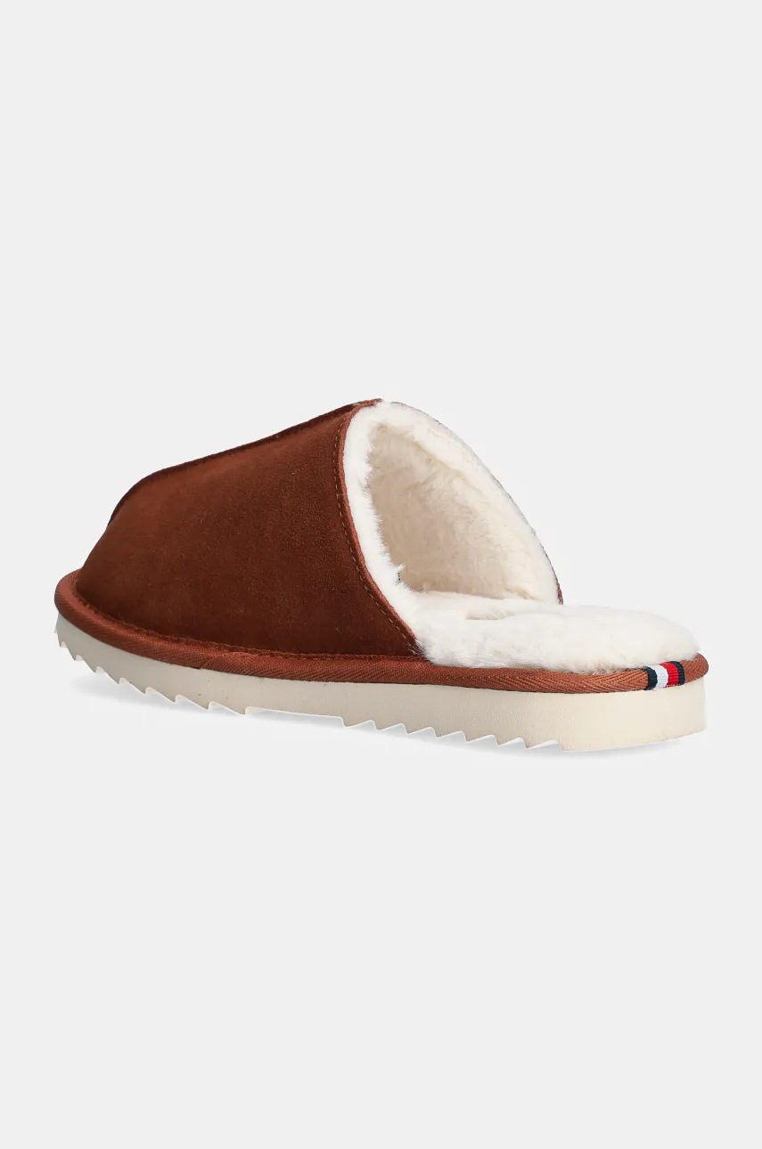 Παντόφλες Tommy Hilfiger TH ELEVATED COMFORT HOME SLIPPER χρώμα: καφέ, FW0FW08396 φωτογραφία