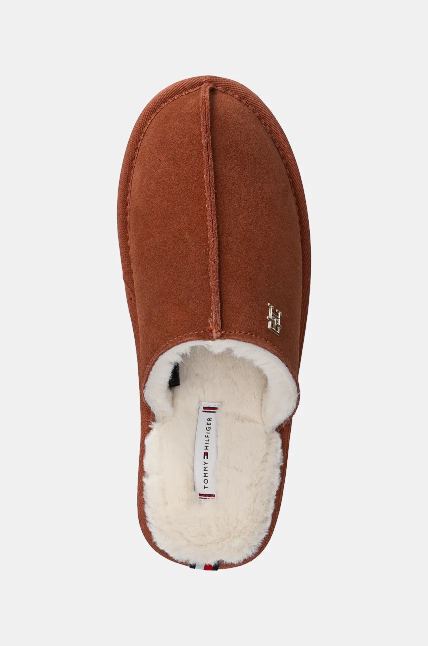 Παντόφλες Tommy Hilfiger TH ELEVATED COMFORT HOME SLIPPER χρώμα: καφέ, FW0FW08396 φωτογραφία