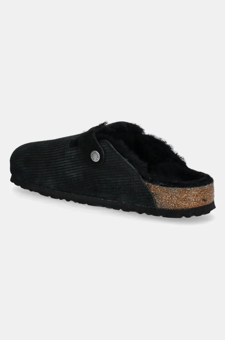 Natikači Iz Semiša Birkenstock Boston Corduroy Shearling ženski, črna Barva, 1028400