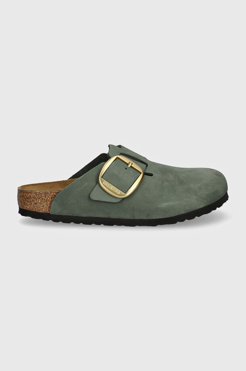 Natikače Od Nubuk Kože Birkenstock Boston Big Buckle Boja: Zelena, 1028033