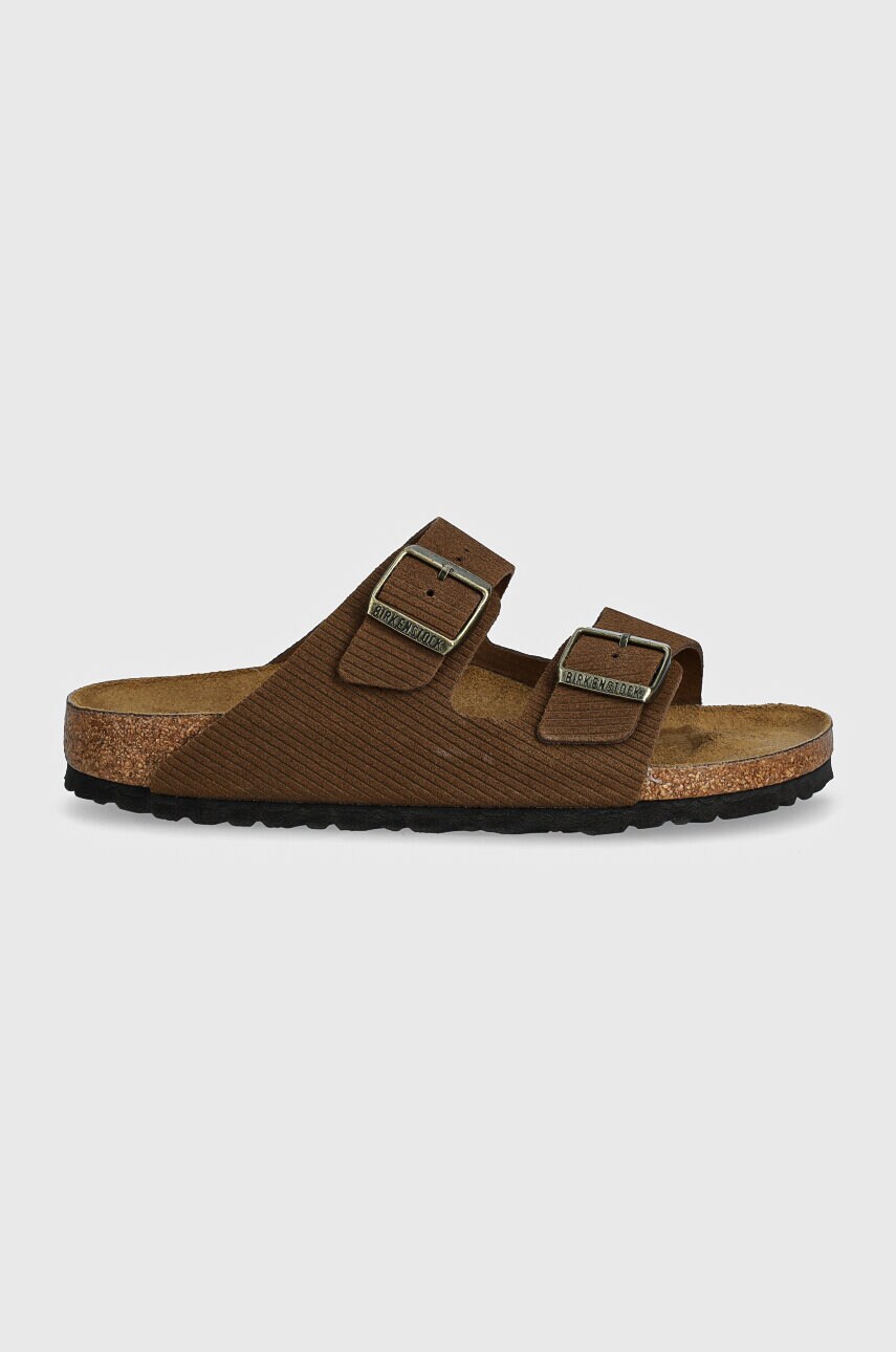 Birkenstock klapki zamszowe Arizona damskie kolor brązowy 1028264