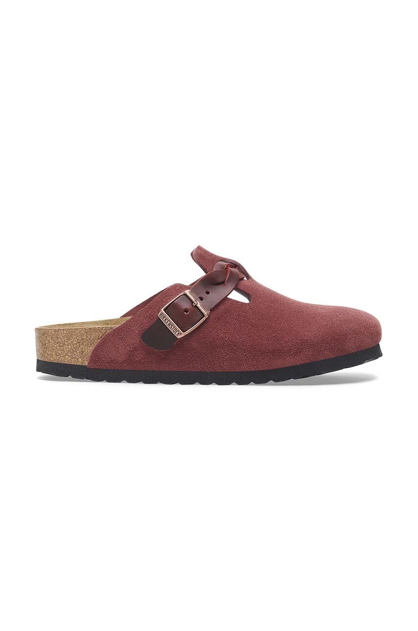 

Велурени чехли Birkenstock Boston Braided в бордо 1027925