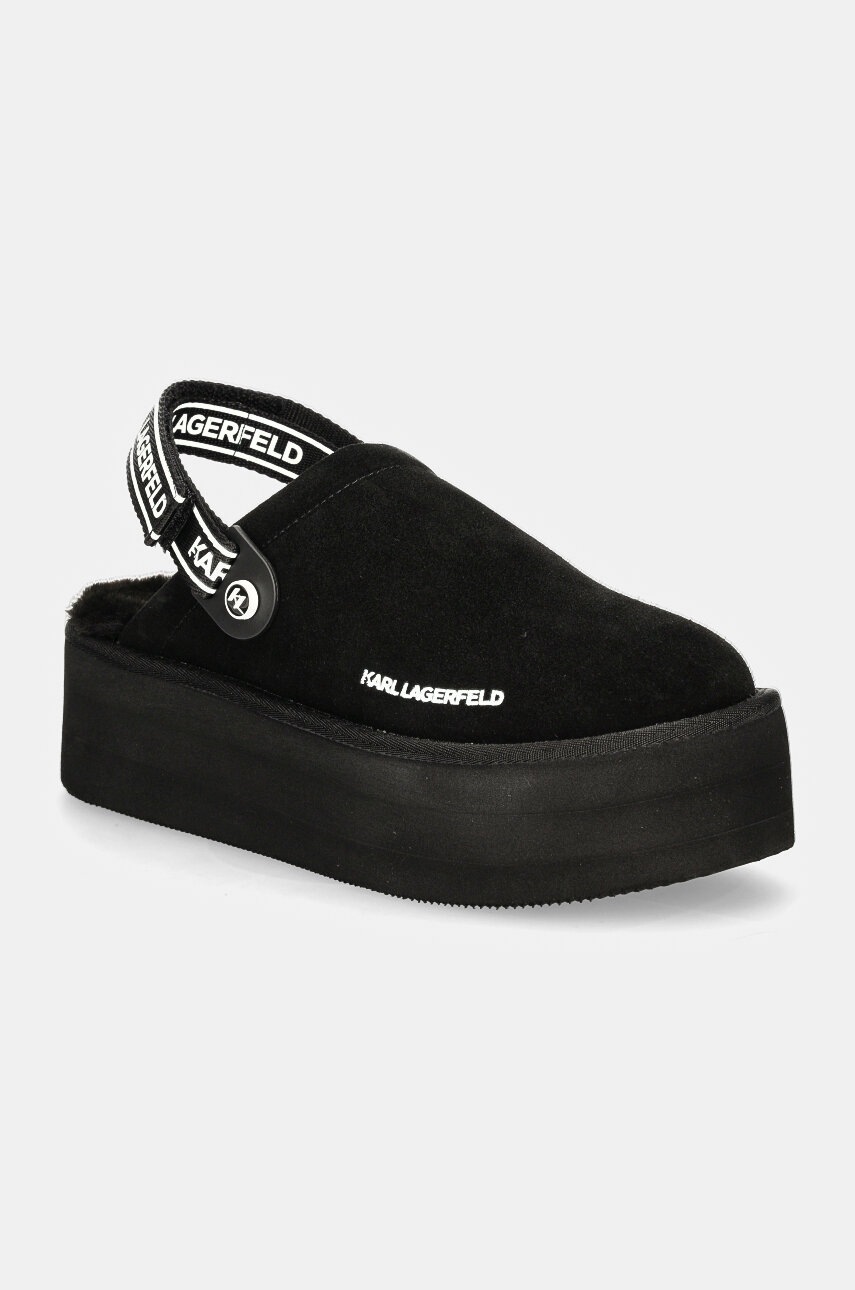 

Велурени чехли Karl Lagerfeld THERMO в черно KL48502, Черен