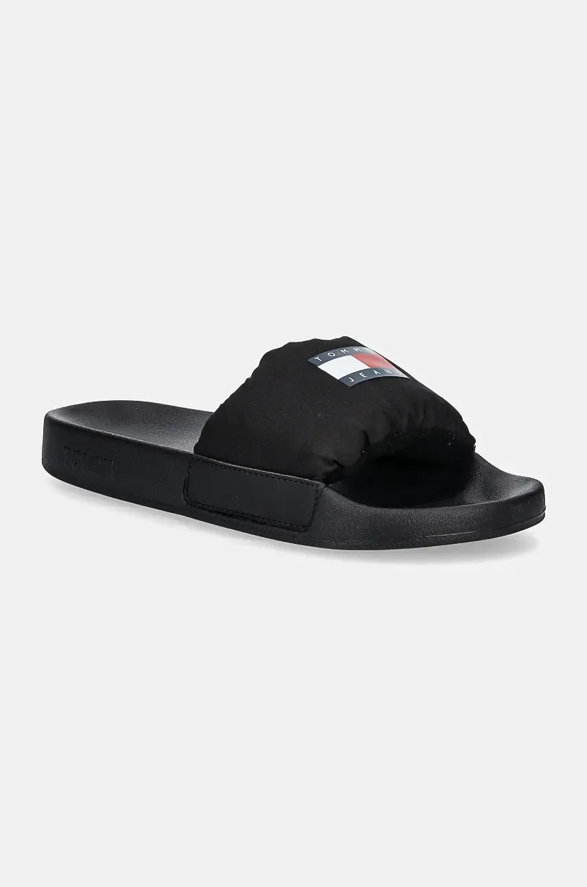 Tommy Jeans papuci TJW INTERESTING MAT POOL SLIDE femei, culoarea negru, EN0EN02644 Tommy Jeans papuci TJW INTERESTING MAT POOL SLIDE femei, culoarea negru, EN0EN02644