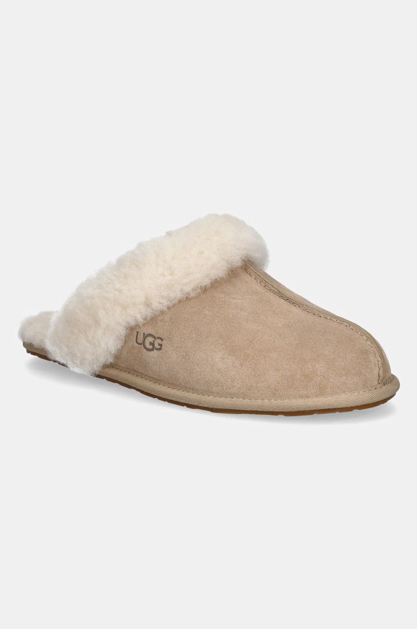 UGG papuci din piele intoarsa Scuffette II culoarea bej, 1106872-SAN