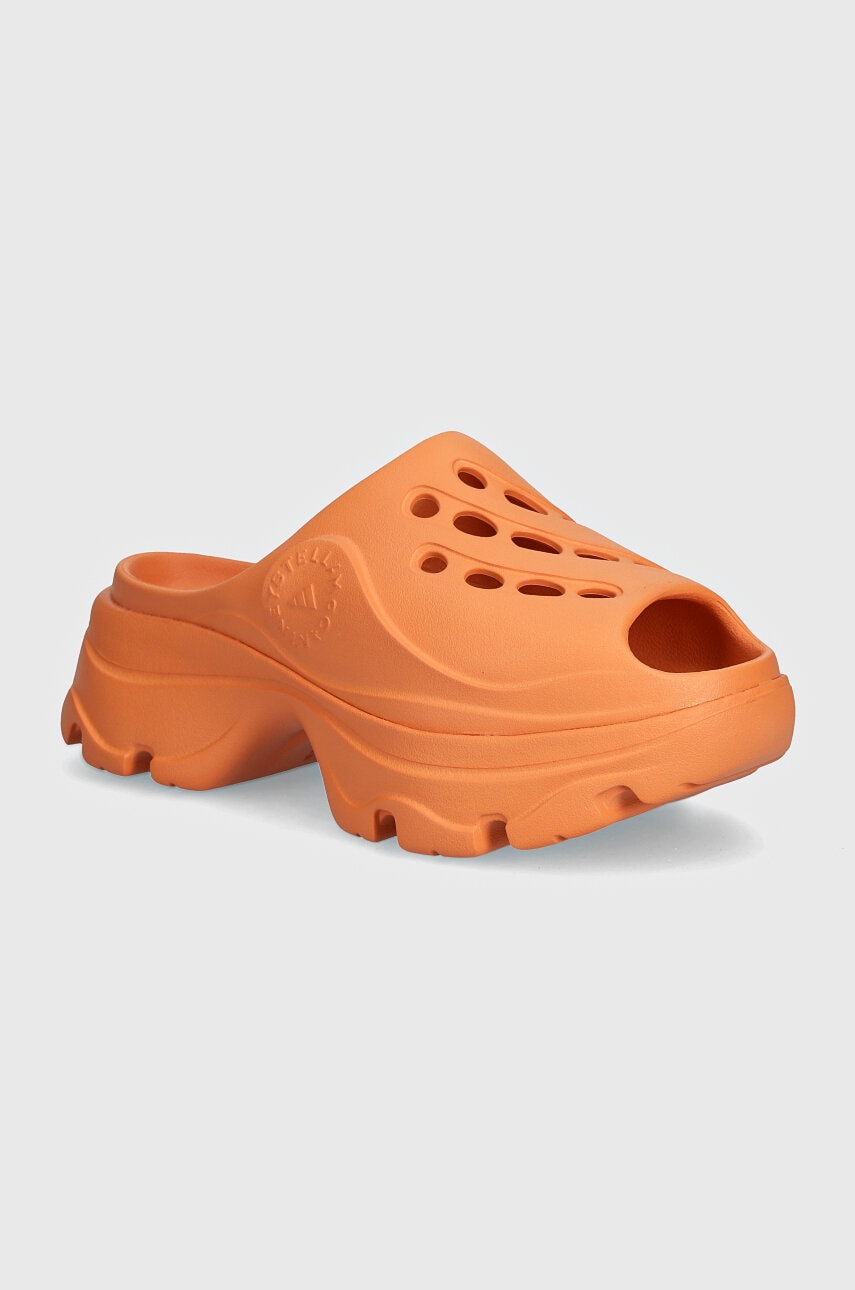adidas by Stella McCartney papuci Clog femei, culoarea portocaliu, cu platforma, IE8764 adidas by Stella McCartney papuci Clog femei, culoarea portocaliu, cu platforma, IE8764