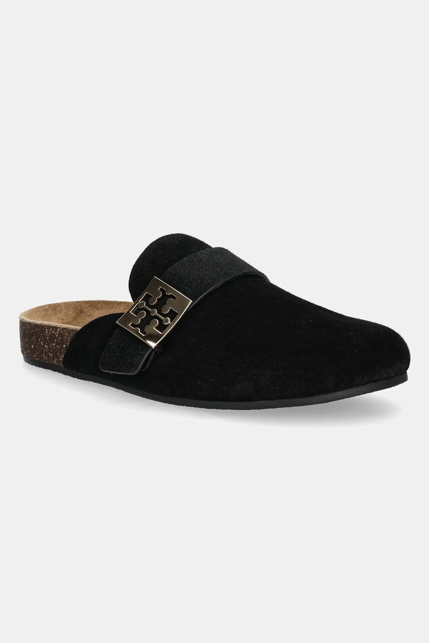 Tory Burch papuci din piele Mellow Mule femei, culoarea negru, 154446-006