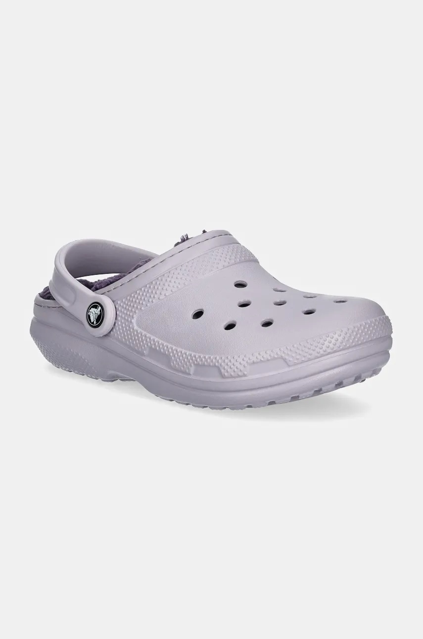 Crocs papuci Classic Lined Clog femei, culoarea roz, 203591