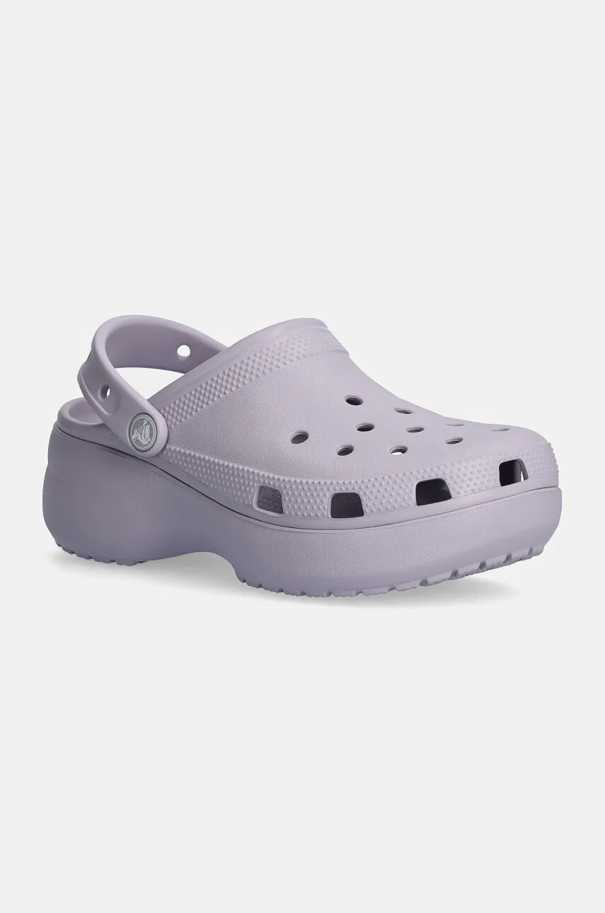 Crocs papuci Classic Platform Clog W femei, culoarea gri, cu platforma, 206750