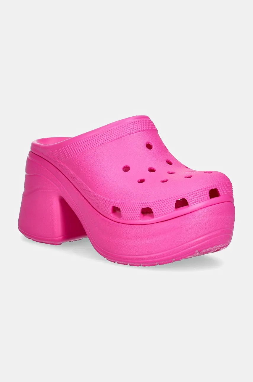 Crocs papuci Siren Clog femei, culoarea roz, cu toc drept, 208547 Crocs papuci Siren Clog femei, culoarea roz, cu toc drept, 208547