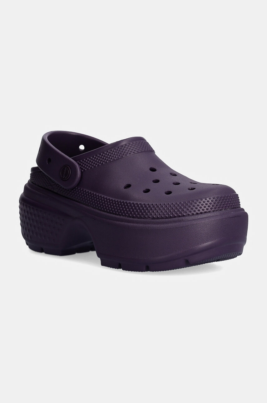 Crocs papuci Stomp Clog femei, culoarea violet, cu platforma, 209347 Crocs papuci Stomp Clog femei, culoarea violet, cu platforma, 209347