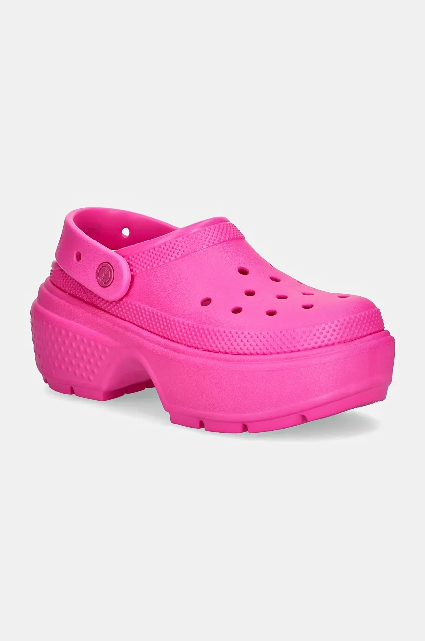 Crocs papuci Stomp Clog femei, culoarea roz, cu platforma, 209347 Crocs papuci Stomp Clog femei, culoarea roz, cu platforma, 209347