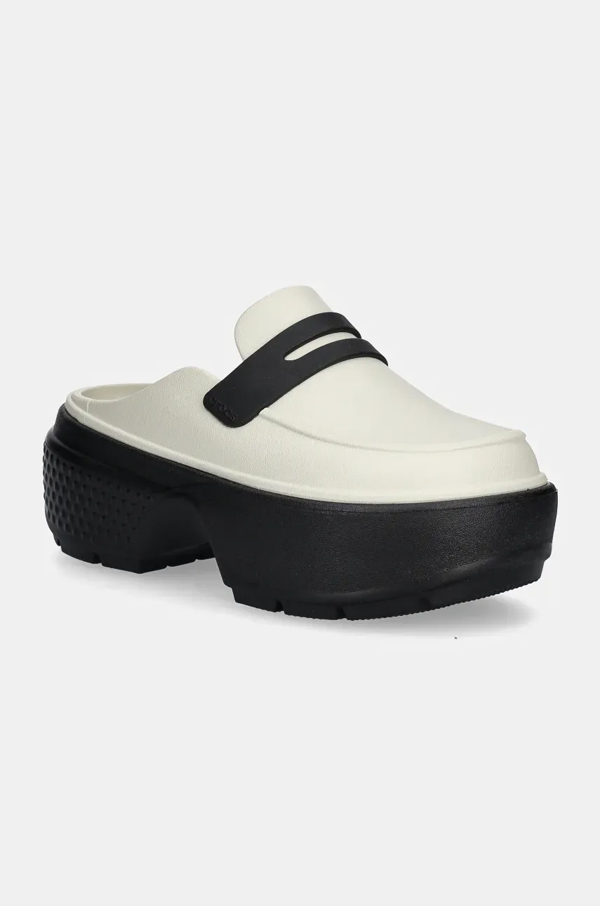 Crocs papuci Stomp Loafer Clog femei, culoarea bej, cu platforma, 209937