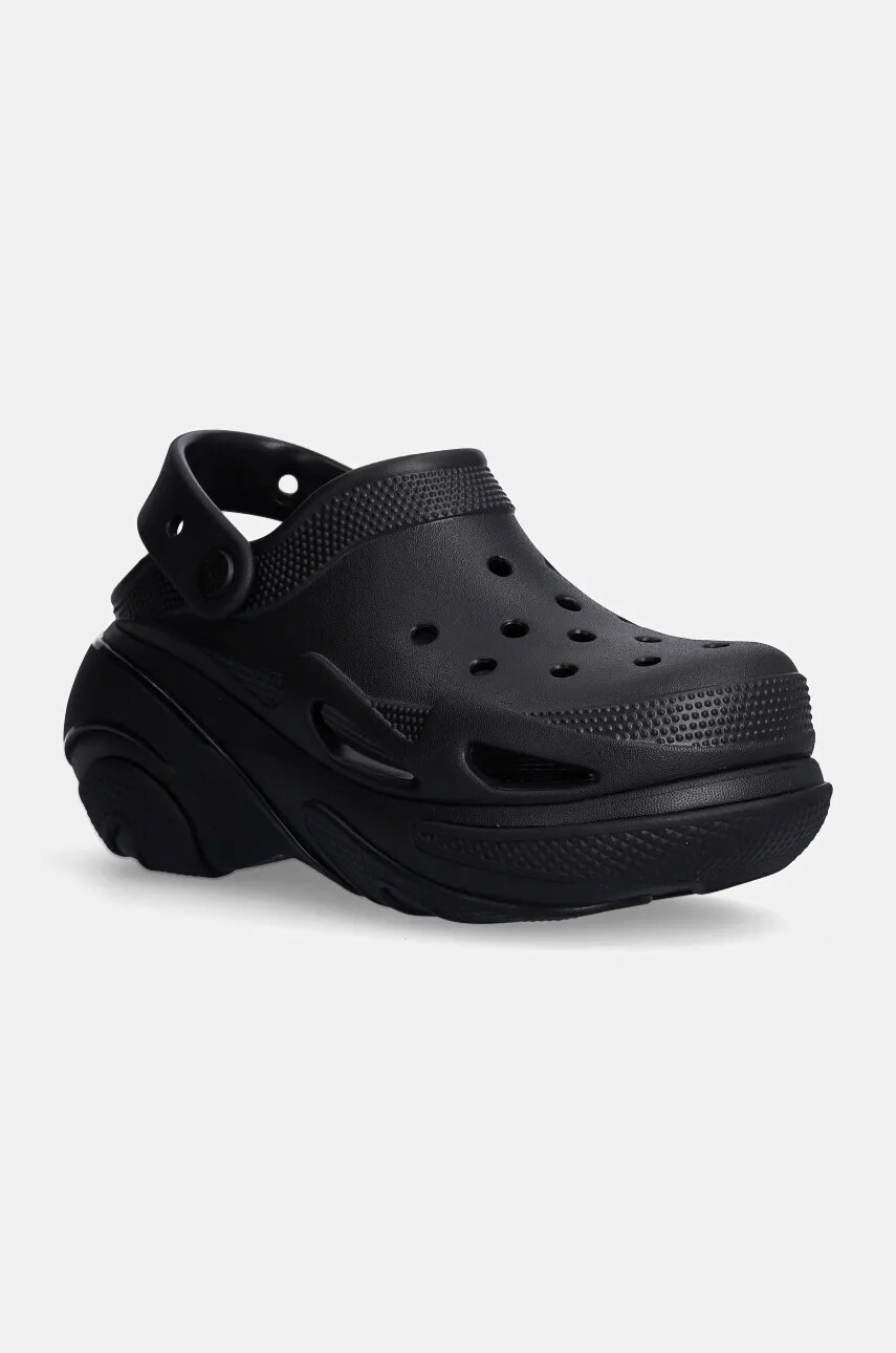 Crocs papuci Bubble Crush Clog femei, culoarea negru, cu platforma, 210061