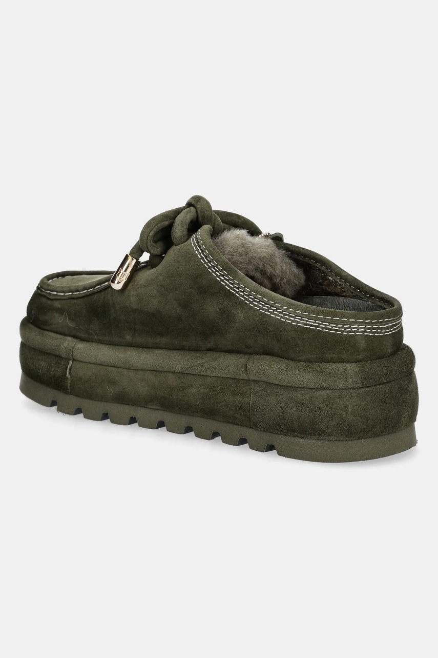 Замшеві тапочки Naked Wolfe Blizzard колір зелений Blizzard Suede Shearling Dark Olive 
