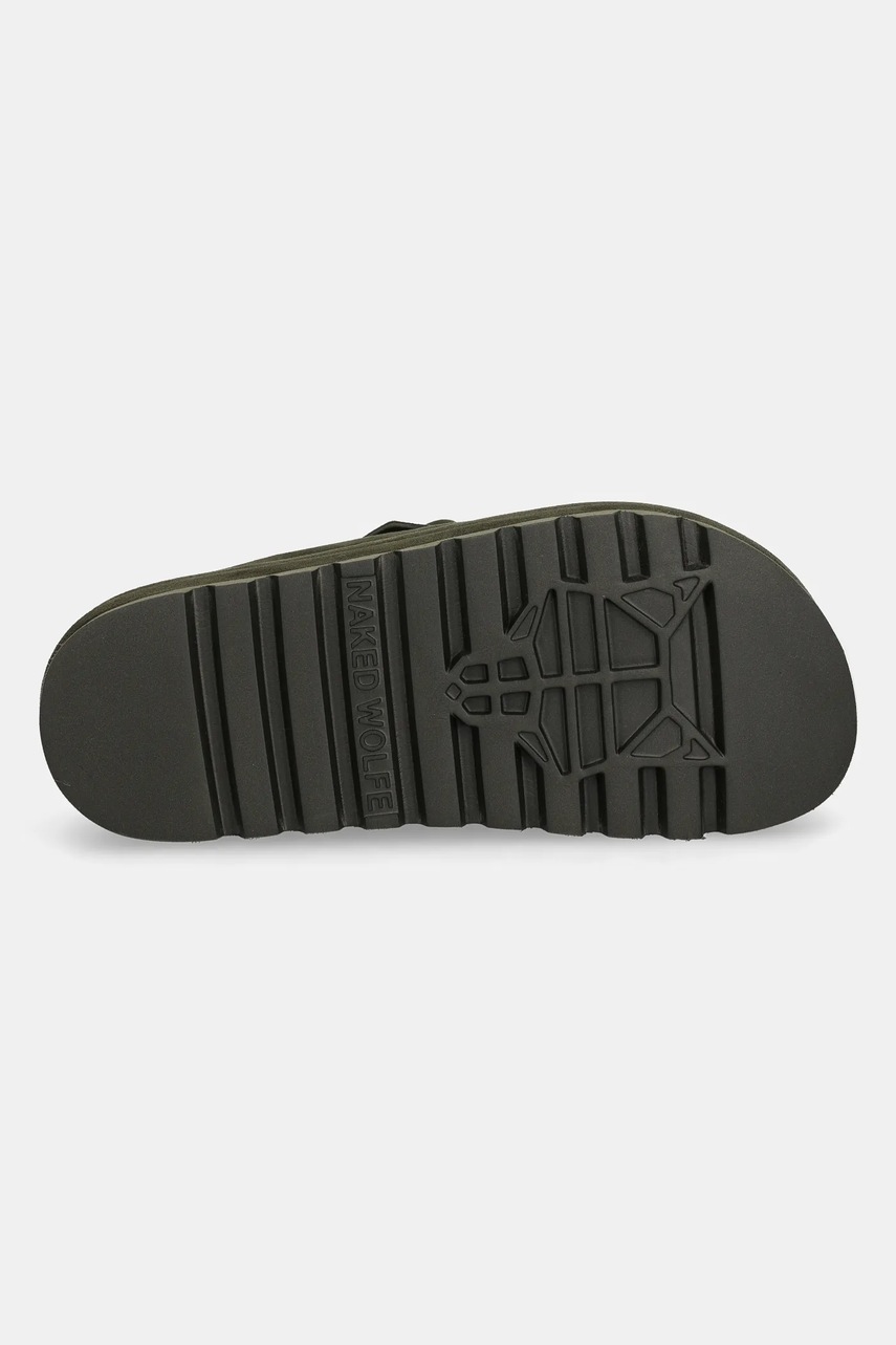 Замшеві тапочки Naked Wolfe Blizzard колір зелений Blizzard Suede Shearling Dark Olive 