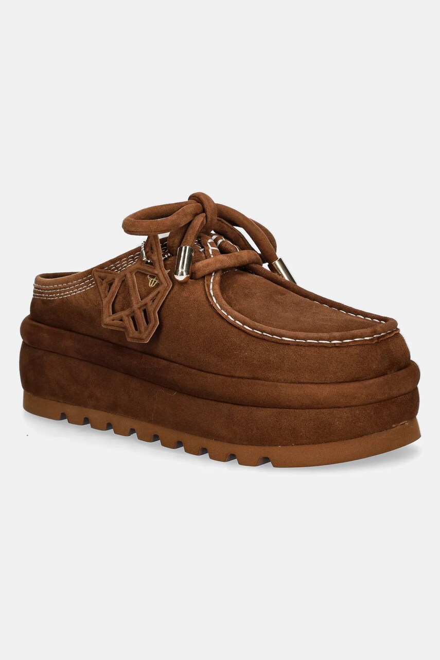 Naked Wolfe papuci din piele intoarsa Blizzard culoarea maro, Blizzard Suede Shearling Tan Naked Wolfe papuci din piele intoarsa Blizzard culoarea maro, Blizzard Suede Shearling Tan