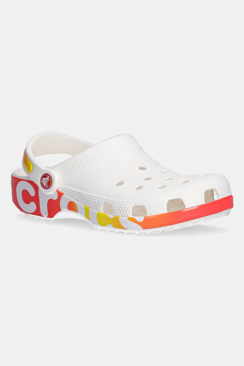 Crocs papuci Classic Reflector Clog femei, culoarea alb, 210732