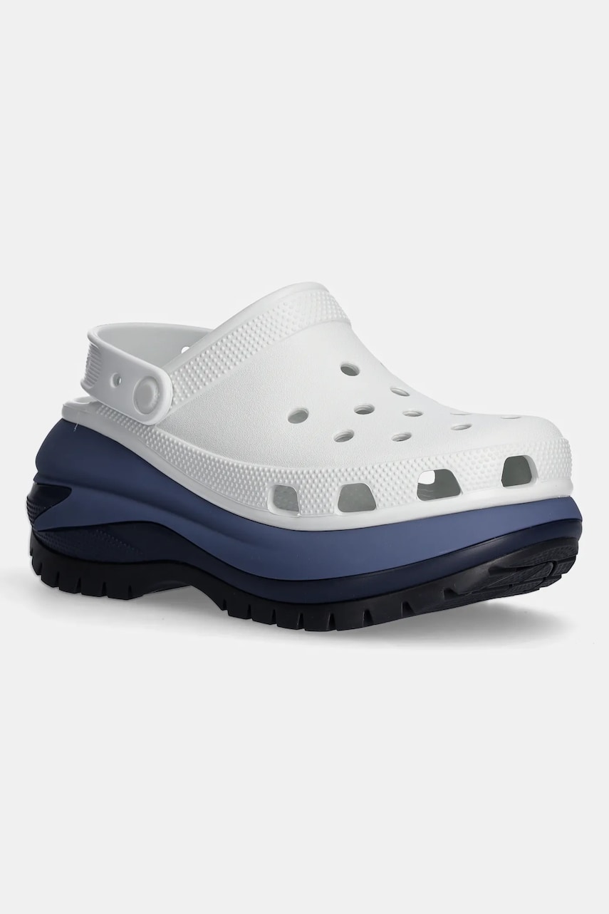 Crocs papuci Mega Crush Matte Clog femei, culoarea alb, cu platforma, 210749