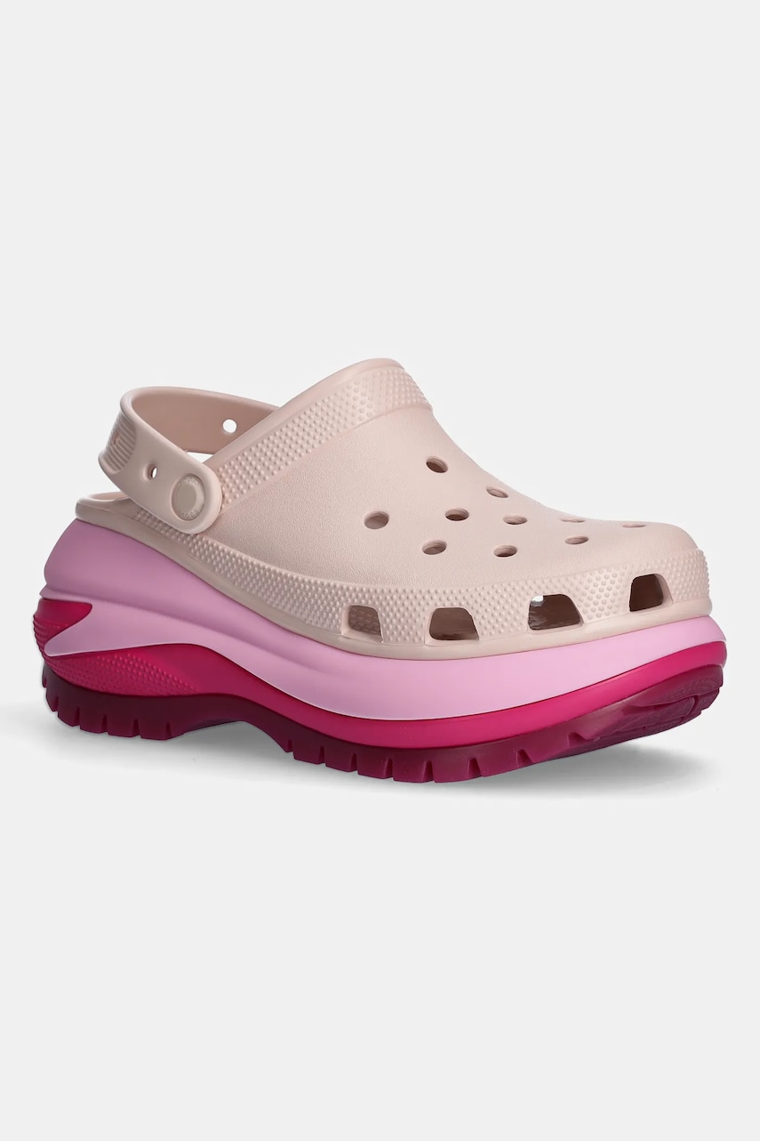 Levně Pantofle Crocs Mega Crush Matte Clog dámské, růžová barva, na platformě, 210749