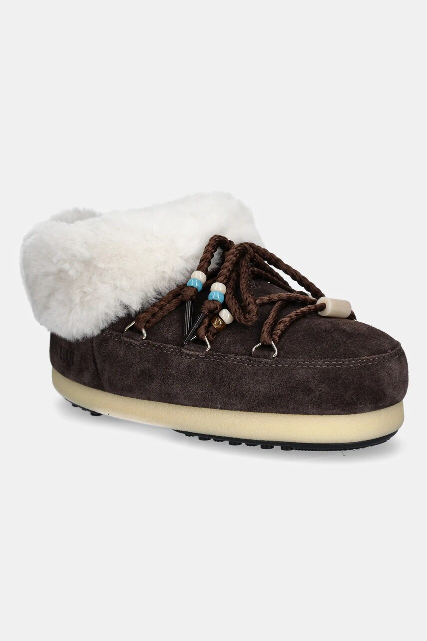 Levně Semišové sněhule Moon Boot MB EVX MULE SUEDE BEADS hnědá barva, 80D1470040 ML01