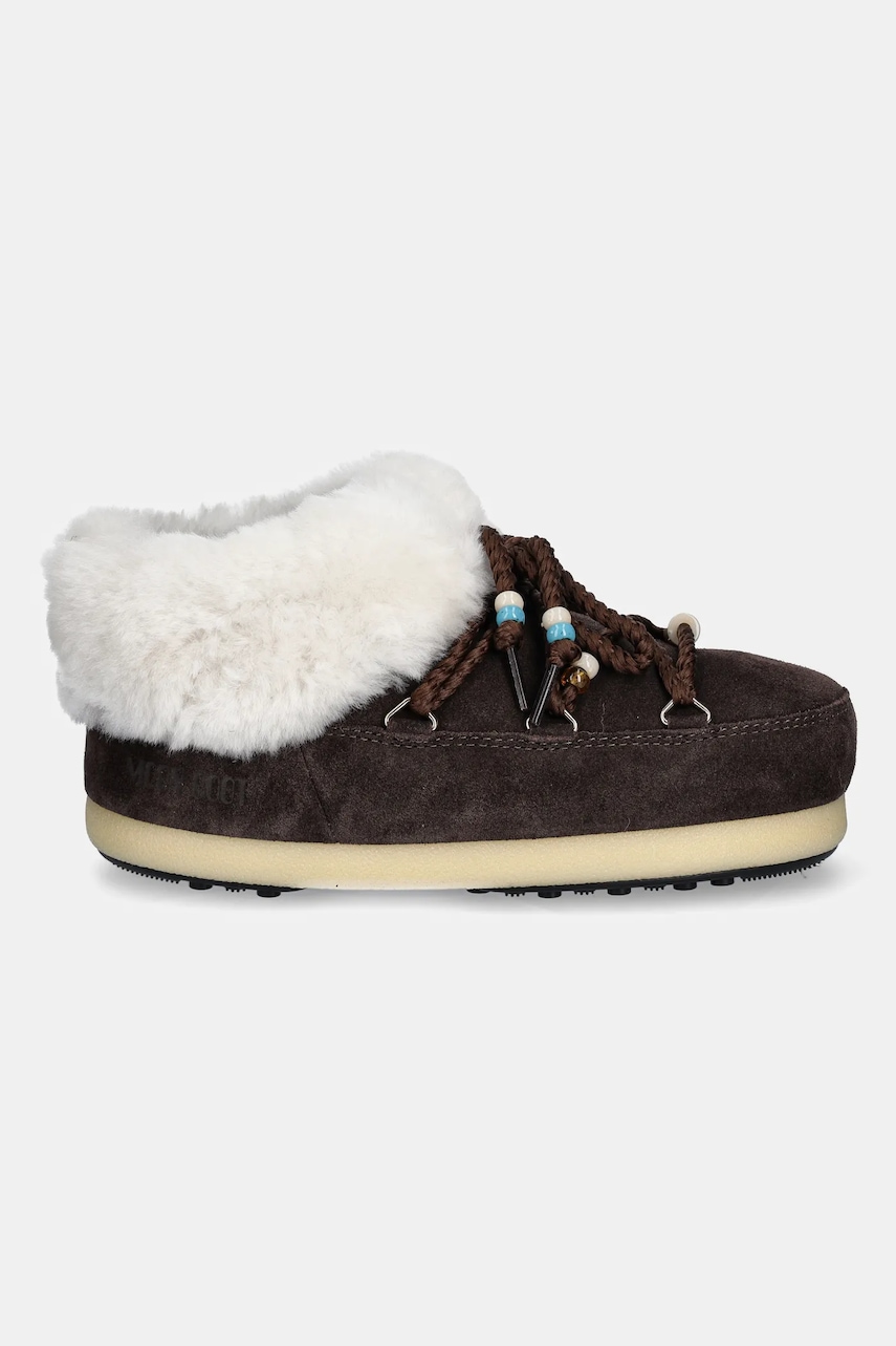 Замшевые сапоги Moon Boot MB EVX MULE SUEDE BEADS цвет коричневый 80D1470040 ML01 Замшевые сапоги Moon Boot MB EVX MULE SUEDE BEADS цвет коричневый 80D1470040 ML01