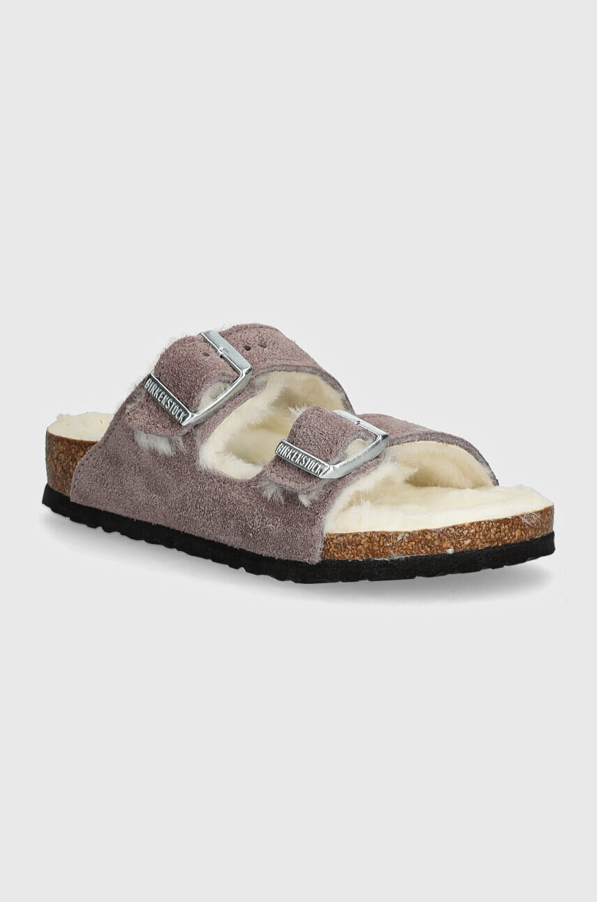 Birkenstock papuci din piele intoarsa pentru copii Arizona Shearling culoarea roz, 1027920 Birkenstock papuci din piele intoarsa pentru copii Arizona Shearling culoarea roz, 1027920