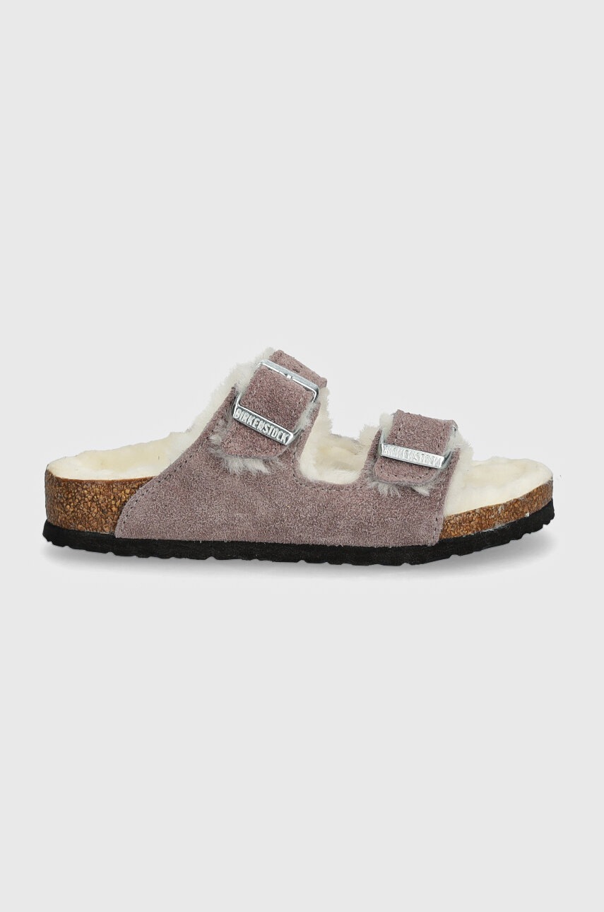 Дитячі замшеві шльопанці Birkenstock Arizona Shearling колір рожевий 1027920
