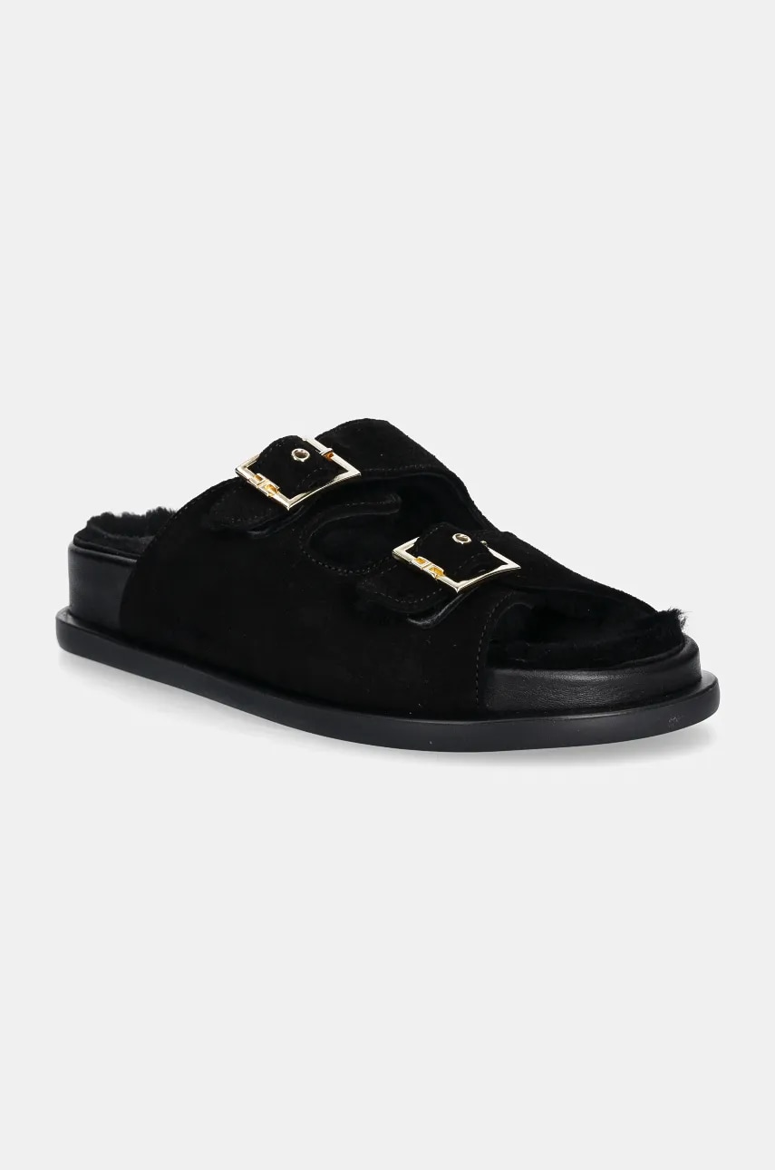 Elisabetta Franchi papuci din piele intoarsa pentru copii culoarea negru, F4A0.E0171.0446