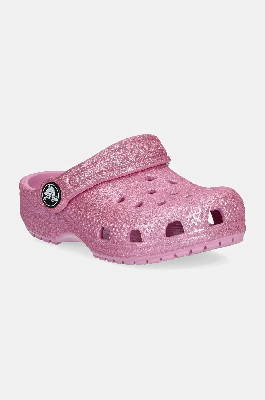 Crocs slapi copii CLASSIC GLITTER CLOG culoarea roz, 206992 Crocs slapi copii CLASSIC GLITTER CLOG culoarea roz, 206992