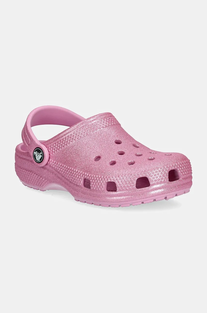 Crocs slapi copii CLASSIC GLITTER CLOG culoarea roz, 206993 Crocs slapi copii CLASSIC GLITTER CLOG culoarea roz, 206993