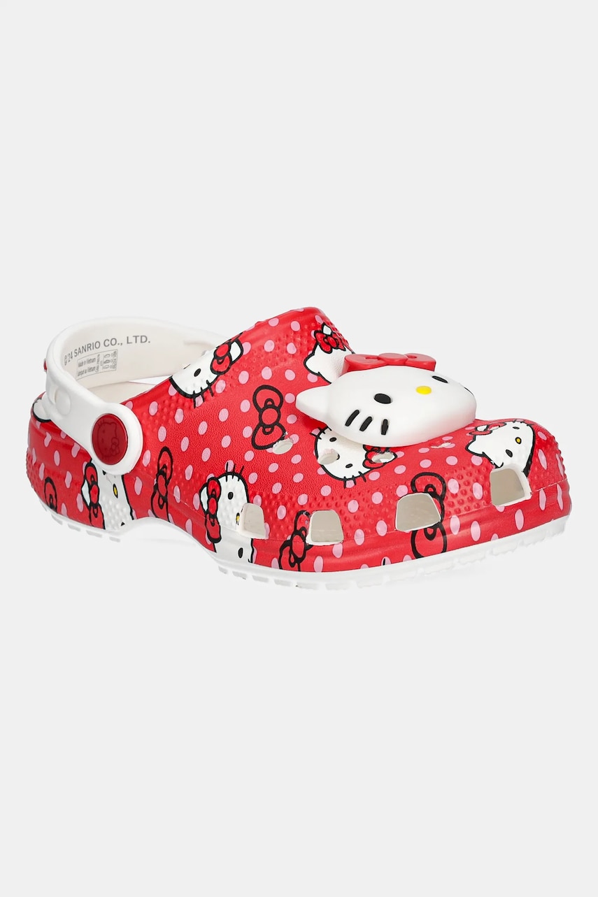 Crocs papuci CLASSIC HELLO KITTY RED CLOG culoarea rosu, 210576 Crocs papuci CLASSIC HELLO KITTY RED CLOG culoarea rosu, 210576