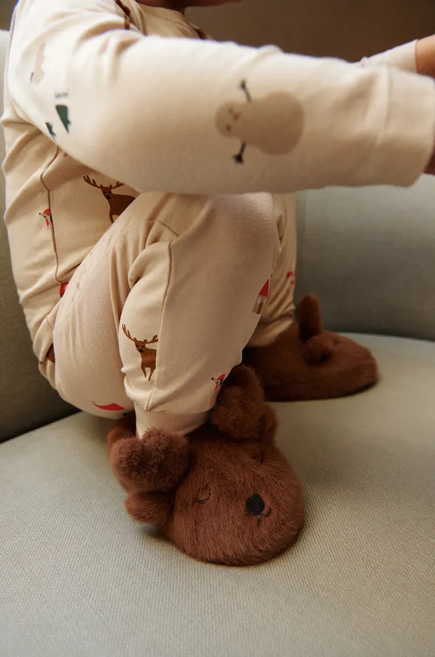 

Детски пантофи Liewood Aviaja Reindeer Slippers в кафяво LW19884, Кафяв