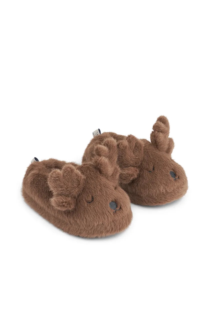 Детские тапки Liewood Aviaja Reindeer Slippers цвет коричневый LW19884 Детские тапки Liewood Aviaja Reindeer Slippers цвет коричневый LW19884