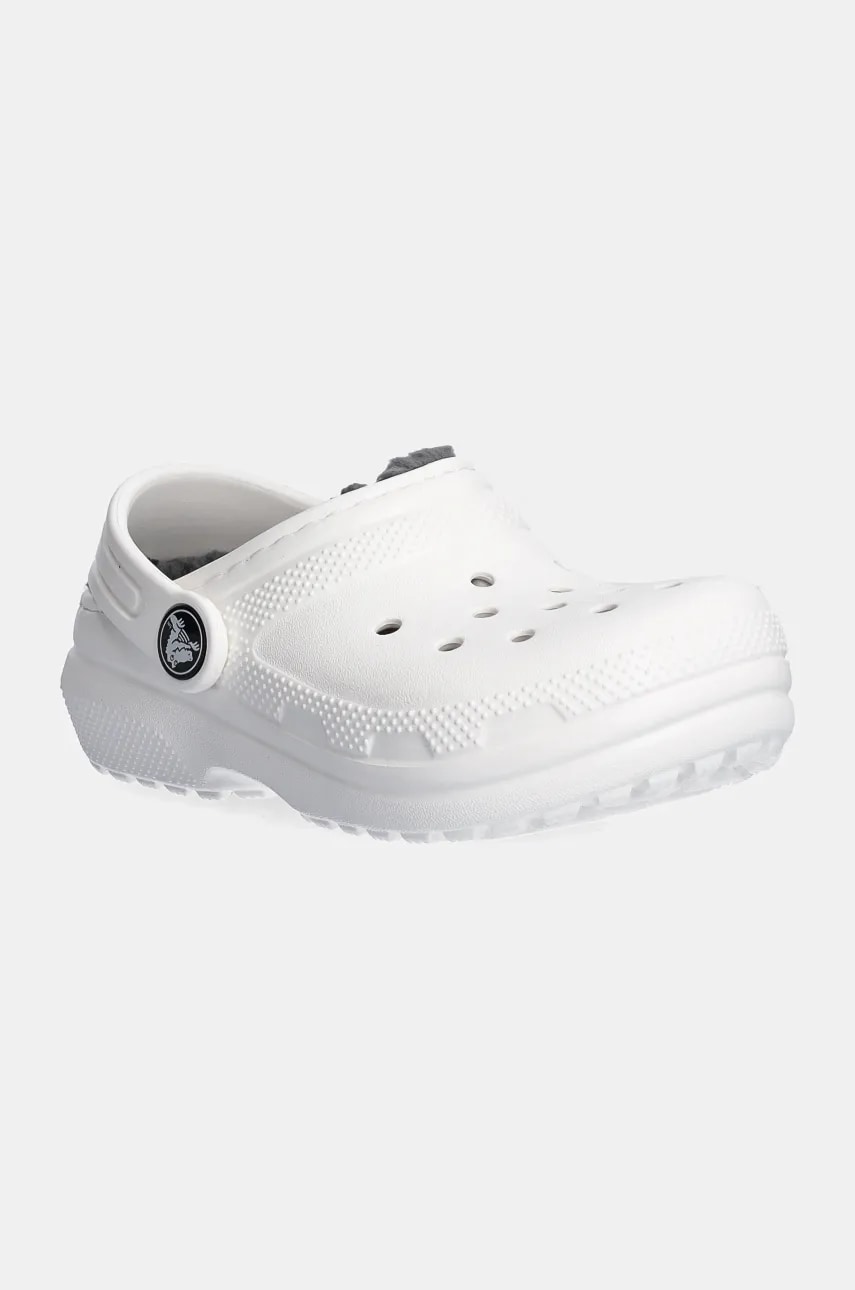 Crocs slapi copii CLASSIC LINED CLOG culoarea alb, 207009 Crocs slapi copii CLASSIC LINED CLOG culoarea alb, 207009