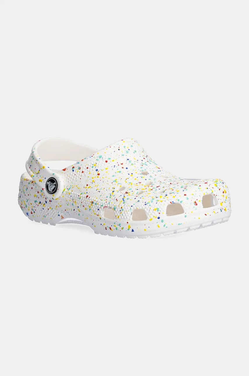 Crocs slapi copii CLASSIC PAINT SPLATTER CLOG culoarea alb, 210349