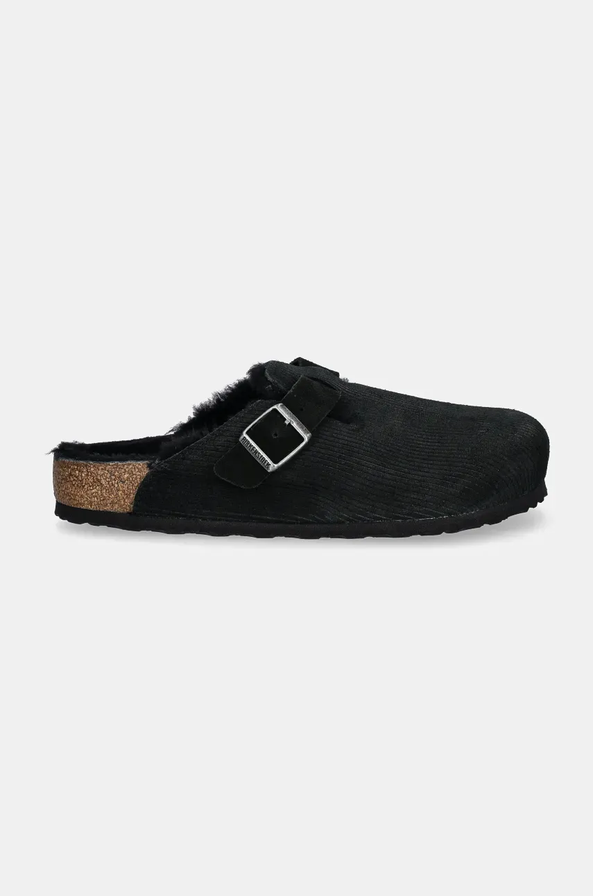 Замшевые шлепанцы Birkenstock Boston Corduroy Shearling мужские цвет чёрный 1028326 Замшевые шлепанцы Birkenstock Boston Corduroy Shearling мужские цвет чёрный 1028326