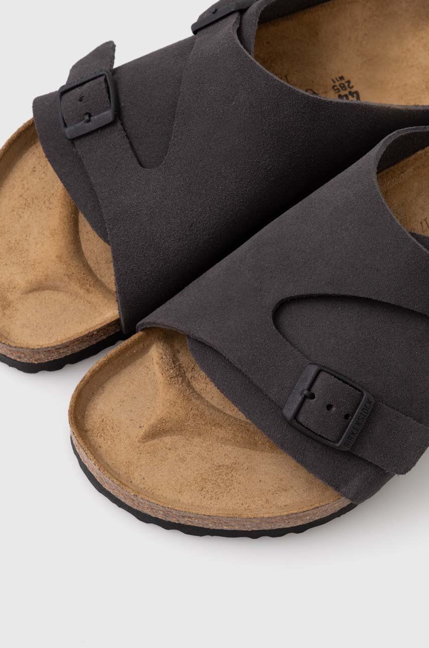 Natikače Od Brušene Kože Birkenstock Zürich Za Muškarce, Boja: Siva, 1028586