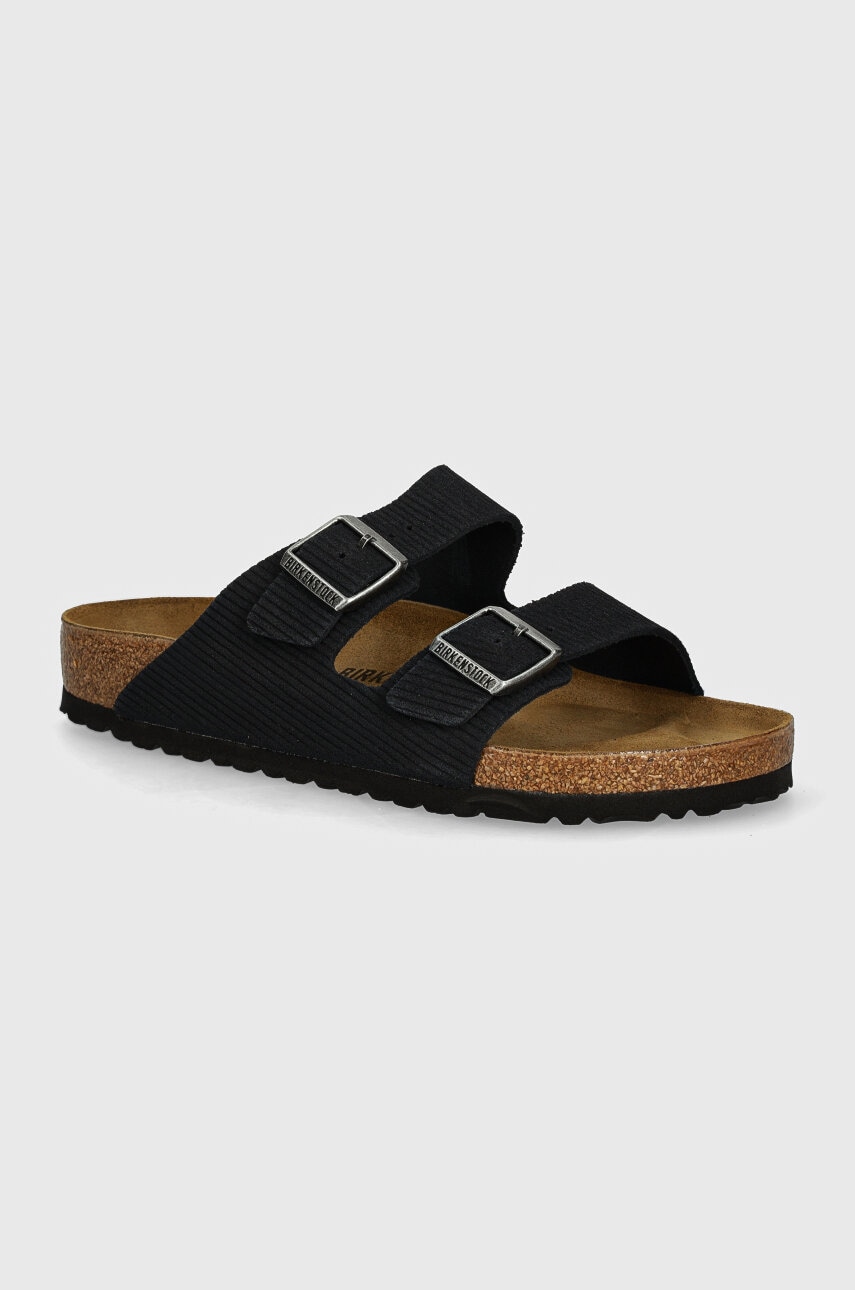 Birkenstock papuci din piele Arizona barbati, culoarea albastru marin, 1028257
