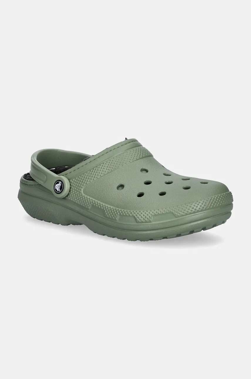 Crocs papuci Classic Lined Clog barbati, culoarea verde, 203591 Crocs papuci Classic Lined Clog barbati, culoarea verde, 203591