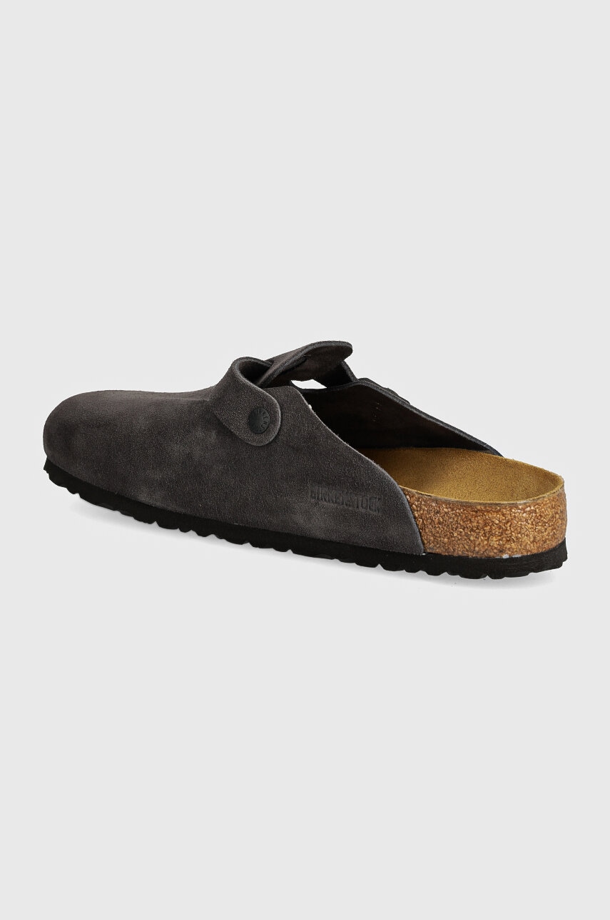 Замшеві шльопанці Birkenstock Boston колір сірий 1028602 