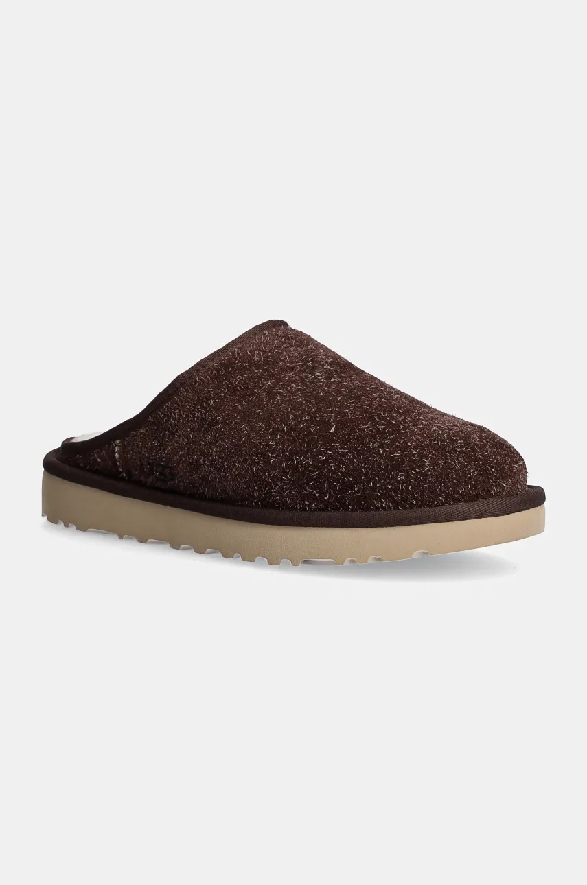 UGG papuci din piele intoarsa Classic Slip-On Shaggy Suede culoarea maro, 1153104-BCDR