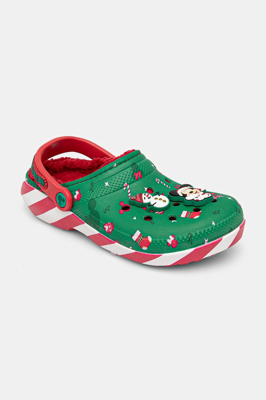 Crocs papuci de casa Classic Mickey Xmas Lined Clog culoarea verde, 210813 Crocs papuci de casa Classic Mickey Xmas Lined Clog culoarea verde, 210813